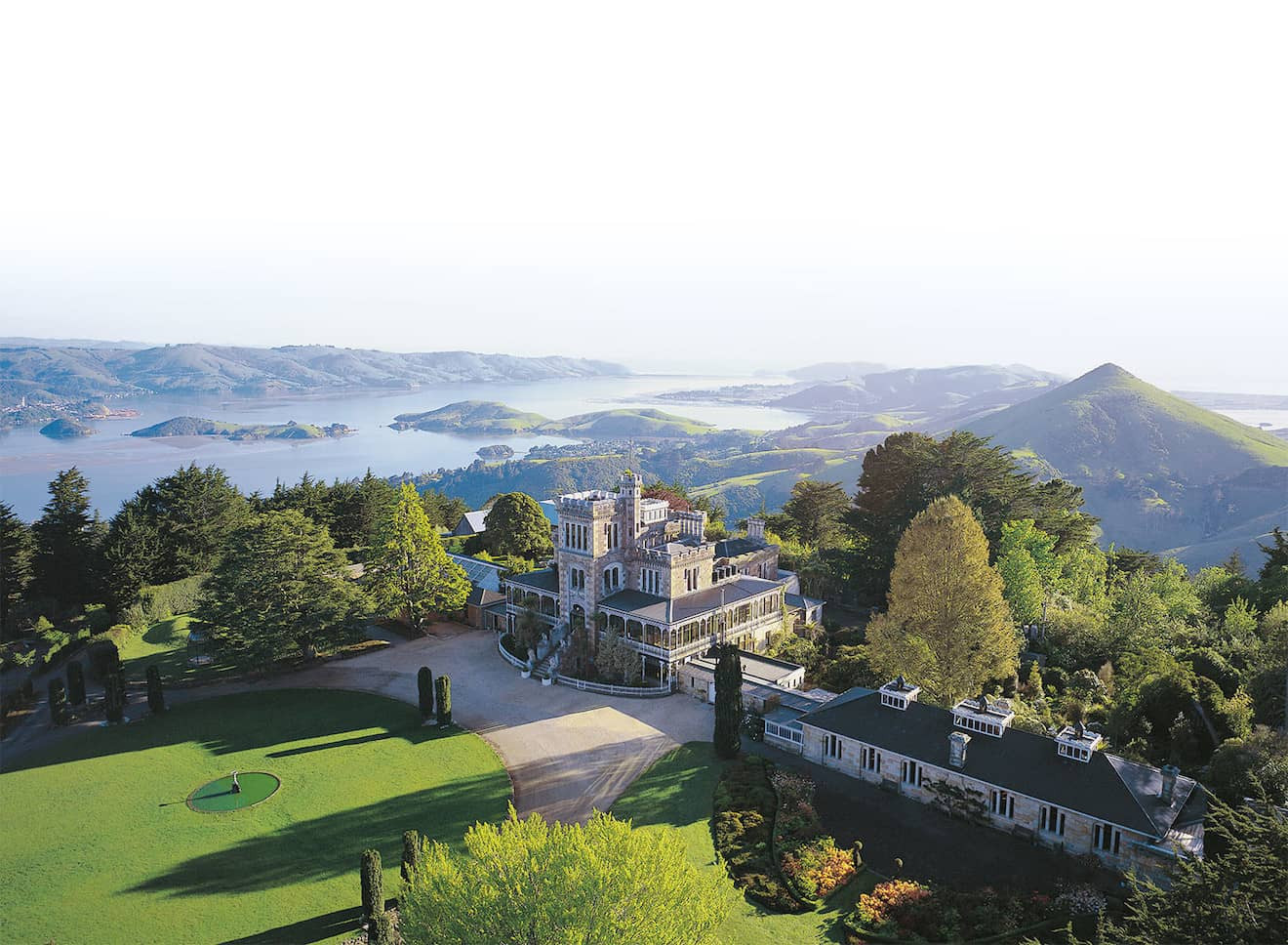 A Victorian castle wedding venue overlooking Otago Harbour near Dunedin